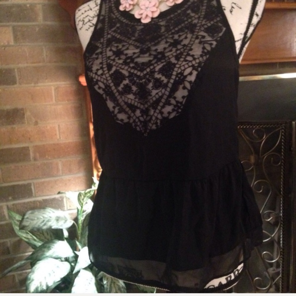American Eagle Black Lace Top